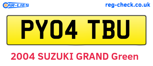 PY04TBU are the vehicle registration plates.