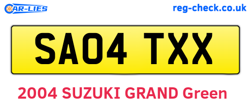 SA04TXX are the vehicle registration plates.