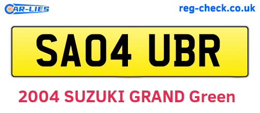 SA04UBR are the vehicle registration plates.