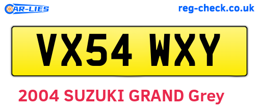 VX54WXY are the vehicle registration plates.