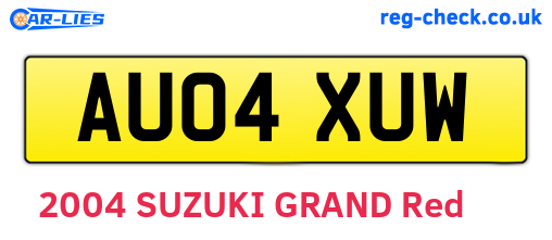 AU04XUW are the vehicle registration plates.