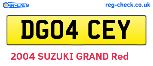 DG04CEY are the vehicle registration plates.