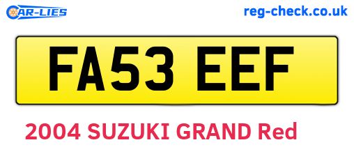 FA53EEF are the vehicle registration plates.