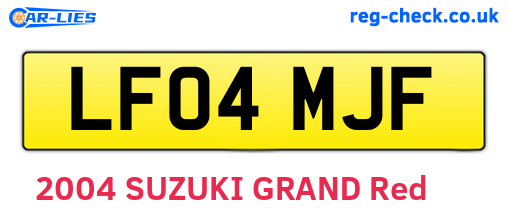 LF04MJF are the vehicle registration plates.