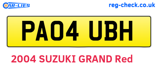 PA04UBH are the vehicle registration plates.
