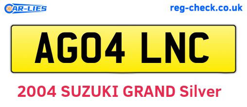 AG04LNC are the vehicle registration plates.