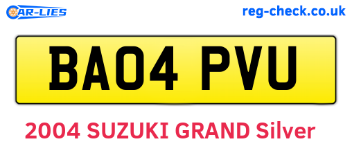 BA04PVU are the vehicle registration plates.