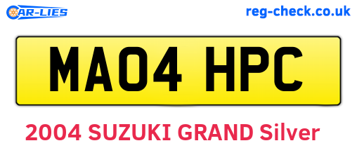 MA04HPC are the vehicle registration plates.
