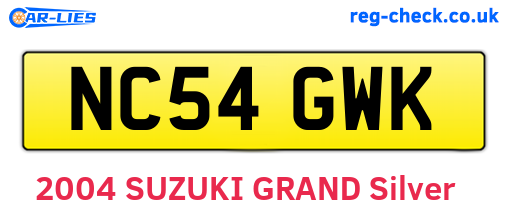 NC54GWK are the vehicle registration plates.