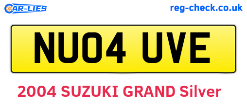 NU04UVE are the vehicle registration plates.