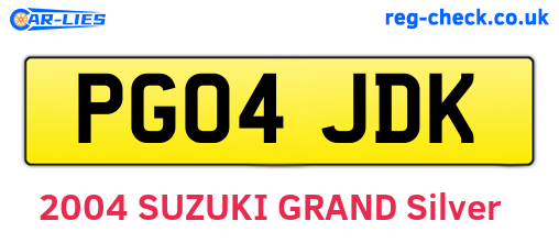 PG04JDK are the vehicle registration plates.