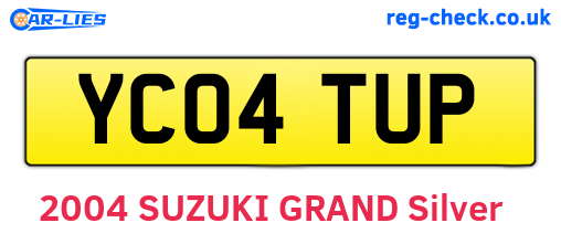 YC04TUP are the vehicle registration plates.