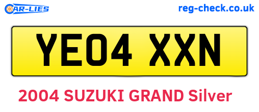 YE04XXN are the vehicle registration plates.
