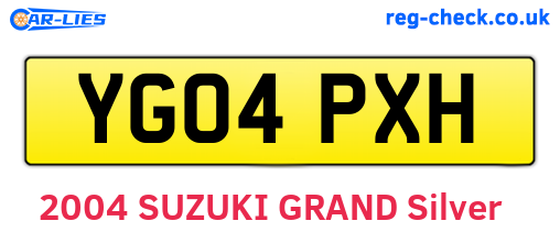 YG04PXH are the vehicle registration plates.