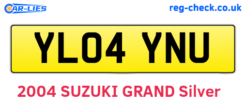 YL04YNU are the vehicle registration plates.