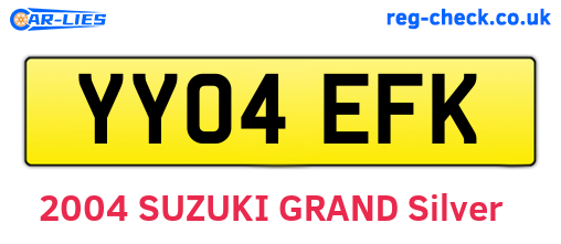 YY04EFK are the vehicle registration plates.