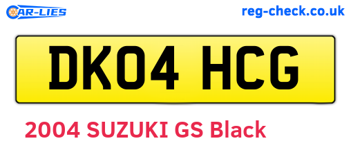 DK04HCG are the vehicle registration plates.