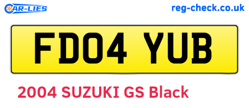 FD04YUB are the vehicle registration plates.