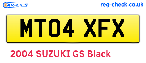 MT04XFX are the vehicle registration plates.