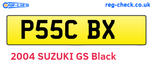 P55CBX are the vehicle registration plates.