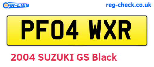 PF04WXR are the vehicle registration plates.