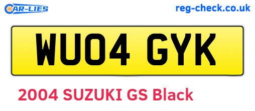 WU04GYK are the vehicle registration plates.