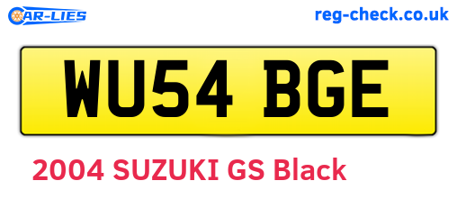 WU54BGE are the vehicle registration plates.