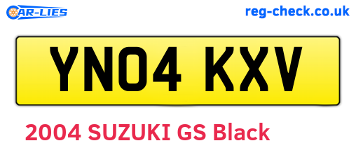YN04KXV are the vehicle registration plates.