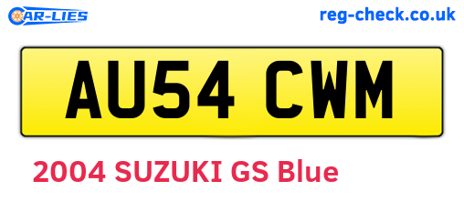 AU54CWM are the vehicle registration plates.