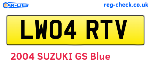 LW04RTV are the vehicle registration plates.