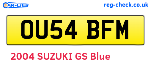 OU54BFM are the vehicle registration plates.