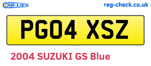 PG04XSZ are the vehicle registration plates.