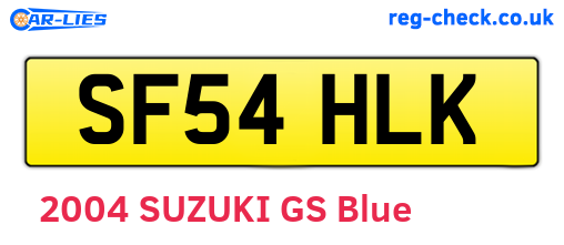 SF54HLK are the vehicle registration plates.