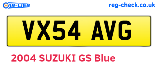 VX54AVG are the vehicle registration plates.