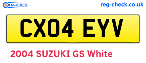 CX04EYV are the vehicle registration plates.