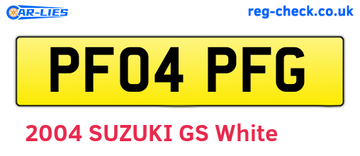PF04PFG are the vehicle registration plates.