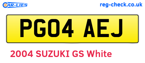 PG04AEJ are the vehicle registration plates.