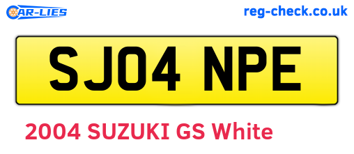 SJ04NPE are the vehicle registration plates.