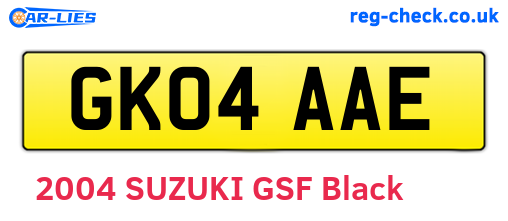 GK04AAE are the vehicle registration plates.