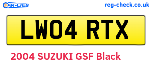LW04RTX are the vehicle registration plates.