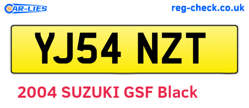 YJ54NZT are the vehicle registration plates.