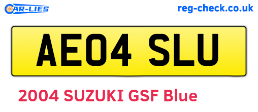 AE04SLU are the vehicle registration plates.