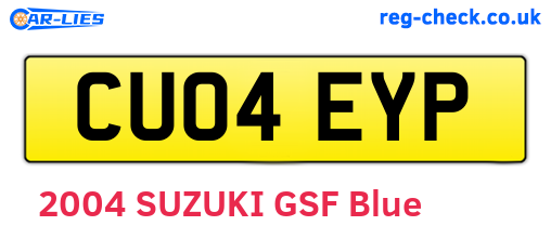 CU04EYP are the vehicle registration plates.