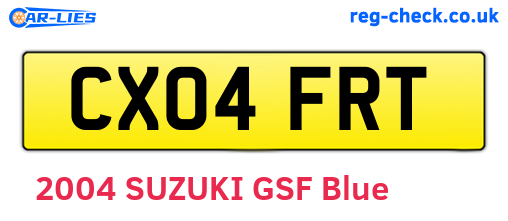 CX04FRT are the vehicle registration plates.