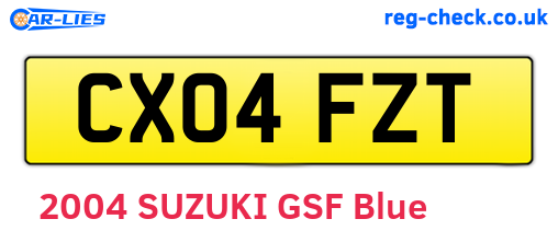 CX04FZT are the vehicle registration plates.