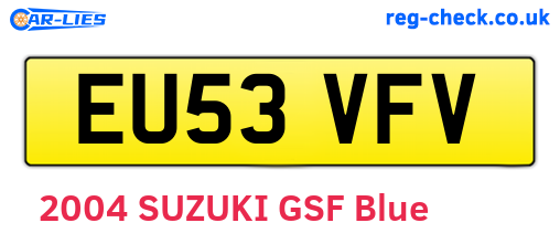 EU53VFV are the vehicle registration plates.