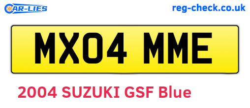 MX04MME are the vehicle registration plates.
