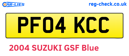 PF04KCC are the vehicle registration plates.
