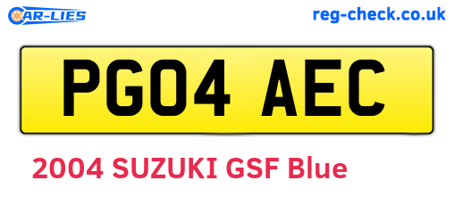 PG04AEC are the vehicle registration plates.