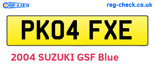 PK04FXE are the vehicle registration plates.